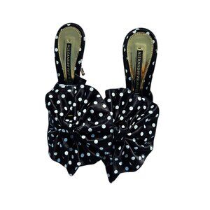 Alexander Vauthier Pointed Toe Black White Polka Dot High Heeled Mule Size 36 US